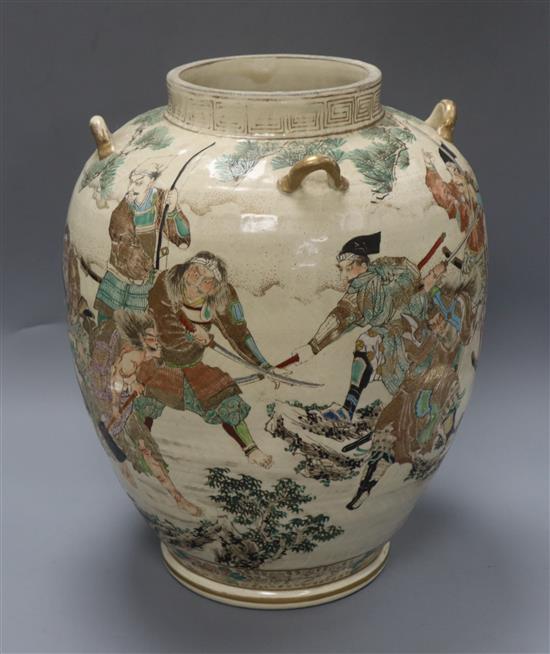 A late 19th century Japanese Satsuma earthenware vase height 37cm